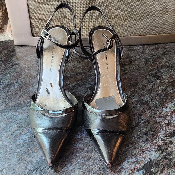 Bandolino Black Leather Pointed Toe Strappy Heels Size 8.5M - Picture 4 of 16